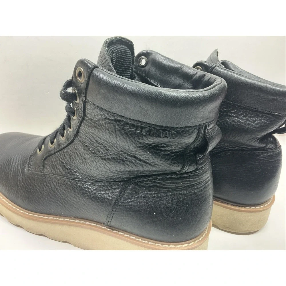 Cole Haan Nantucket Black Leather Boot Mens Sz 8 Grand‎ OS Ankle No Insoles